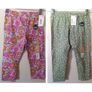 Thereabouts Girls Floral Leggings Bundle Pink Green Capri Full Length Size S 7/8